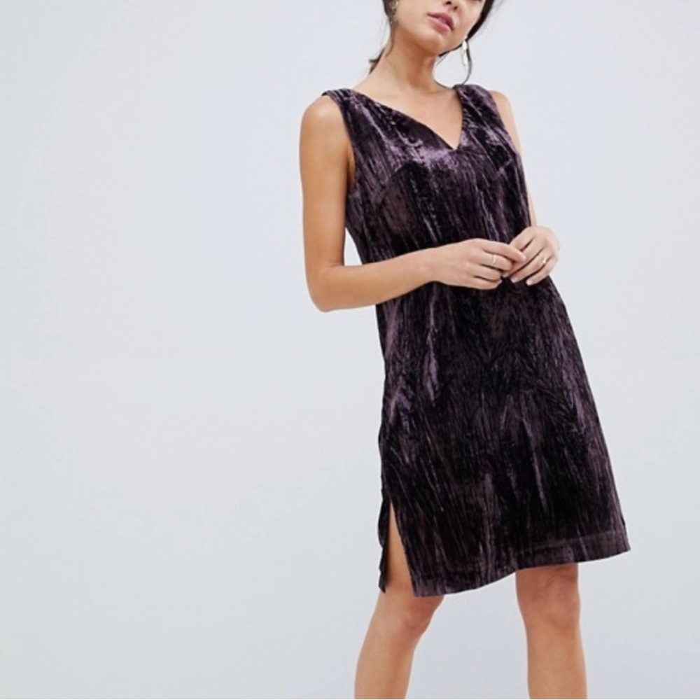 French Connection | Purple Crushed Velvet Shift Dress | Size 10